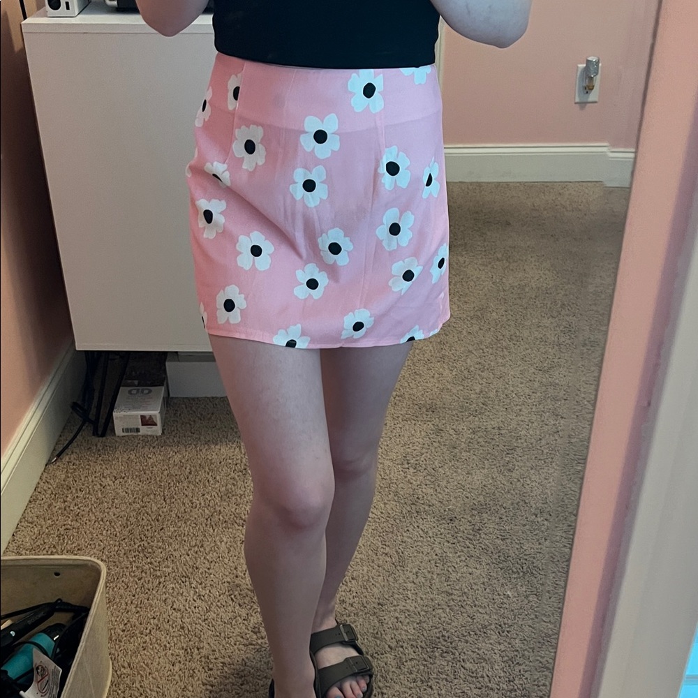 Elegant Pink Floral Pencil Skirt
